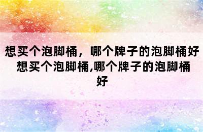 想买个泡脚桶，哪个牌子的泡脚桶好 想买个泡脚桶,哪个牌子的泡脚桶好